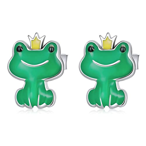 Petites boucles d'oreilles grenouille en argent anti-allergie pour femmes