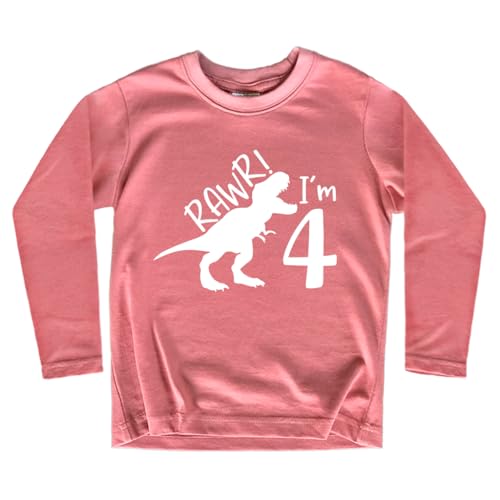 Image of rawr im 4 Year Old Girl Birthday Shirt Dinosaur Roar Four 4th Toddler Outfit Fourth