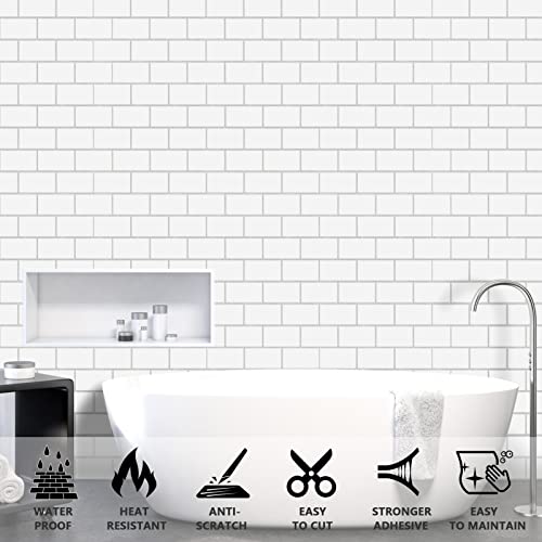 Urcolor 10-Sheet Subway Tile Peel And Stick Backsplash For Kitchen,12"X12" Self Adhesive Wall Tiles On Back Splashes For Bathroom White #TOP2