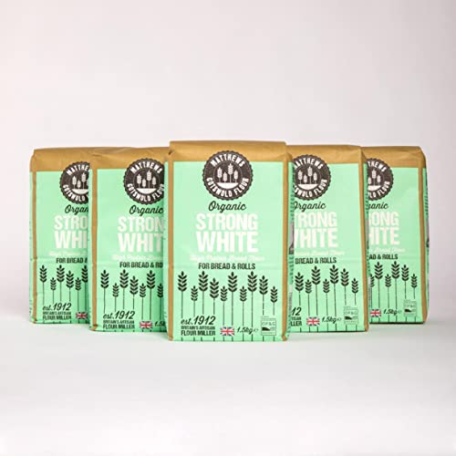 Matthews Cotswold Organic Strong White Flour - 1.5kg Bag (Pack Of 5)