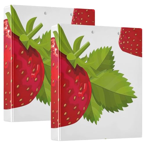 1 and 1/2 Inch Binders 3-Rings Binder with Pocket Cover 1/2 Packs Aesthetic Binder HardcoverRipe Strawberry