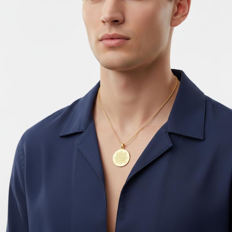 Collier pendentif argent plaqué or anti-ternissement mandala