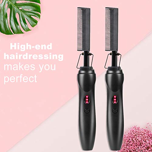 Plancha para el Cabello con Placas de Cerámica, Peine Eléctrico para Alisar y Rizar, Ideal para Cabello Afroamericano, Pelucas y Barbas Largas, Funciona en Cabello Mojado y Seco miniatura 6