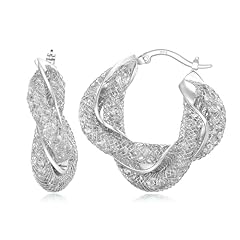 33mm 14K White Gold CZ Hoop