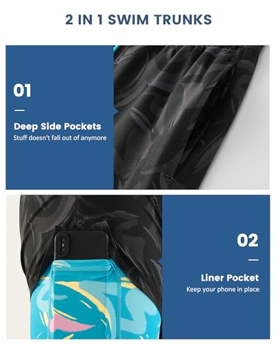 Image of maamgic Mens 5 Inch Stretch Swimming Shorts Compression Liner Swim Trunks Swimwear Bathing Suits Beach Wear Swim Suits