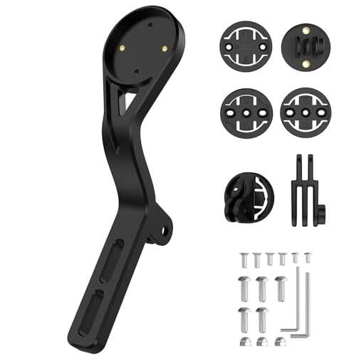 Three-in-One Out Front Mount Road Bike Mount Compatible with Garmin Edge GPS Bike Computer, Wahoo,Byton,XOSS, iGPSPORT, Action Camera/Bike Light/Bycyle Computer can be Installed.