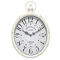 Menterry Oval Retro Wall Clock, Rustic Vintage Style, White Antique Design, Battery Operated Silent Decor Large Wall Clocks for Kitchen,Farmhouse,Office (15.5" H x 10.5" W)