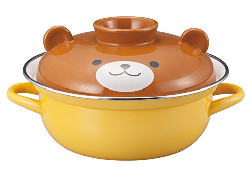 サンアート かわいい食器 「 アニマル 」 くまのホーロー 両手鍋 31cm イエロー san2420