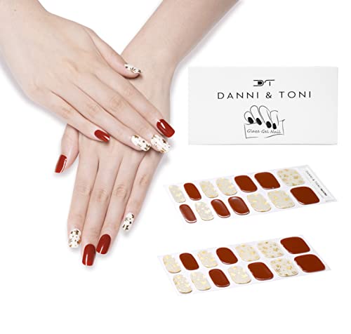 DANNI & TONI Semi Cured Gel Nail Polish Strips (Maple Road) Gel Nail Stickers/Wraps 28 Stickers Maple Leaf