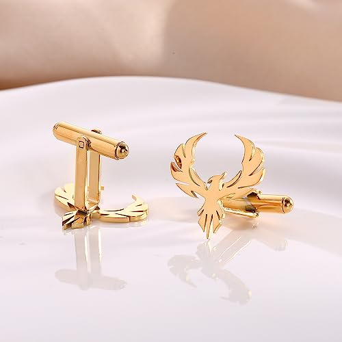Stainless Steel Cutout Animals Phoenix Cufflinks For Mens (Steel) #TOP3