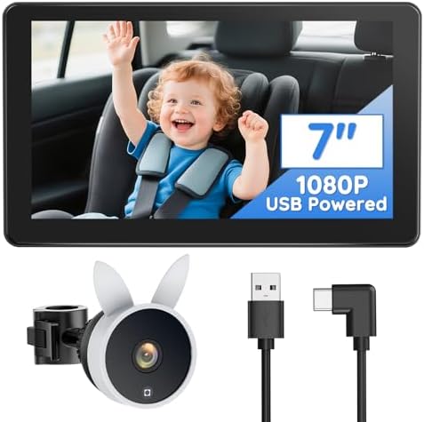 Babyvue BV4 7" Baby Car Camera, IPS 1080P HD Display with AUTO IR...