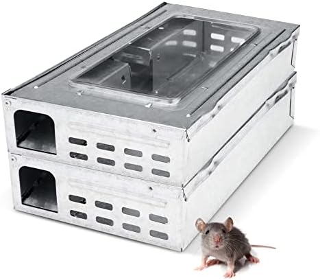 Tin Cat Multi-Catch and Release Humane Live Mouse Trap with Clear Window Lid for Indoor Outdoor Use | Sold by Canadian Supplier Local Pest Control (2 Pack)