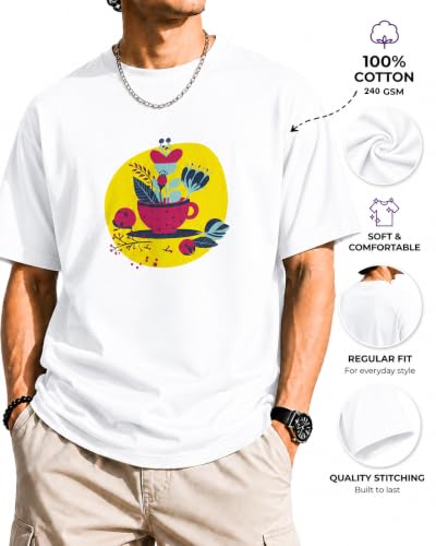 Image of Unisex Coffee Cup Graphic T-Shirt | Pure Cotton Crew Neck Tee