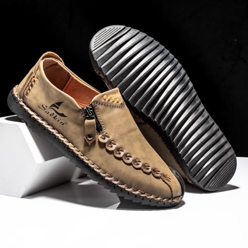 Men's Hand - Stitched Loafers, Stylish Casual Leather Shoes - Ideal for Urban Strolls, Leisure Hangouts & Daily Commute2