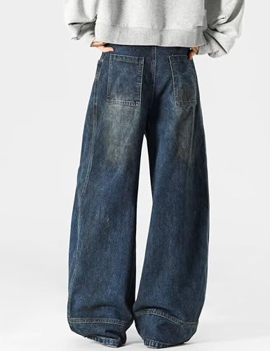 Men Baggy Jeans Y2k Vintage Skater Jeans Casual Streetwear Wide Leg Hip Hop Oversized Denim Pants4
