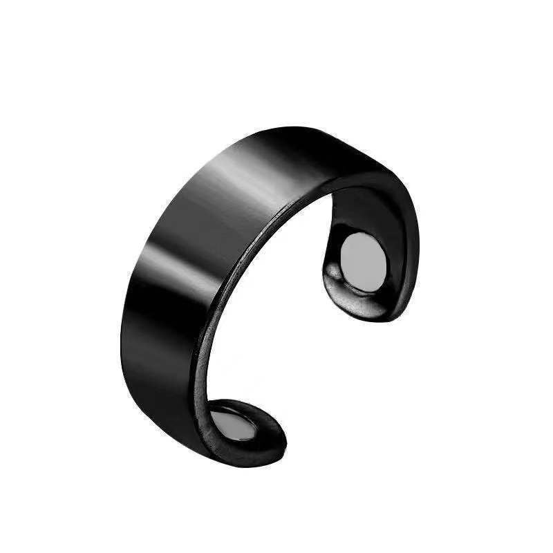 Magnetic Ring for Men & Women | Adjustable Open Design | Stylish Magnet Jewelry for Fashion - Black-image-12
