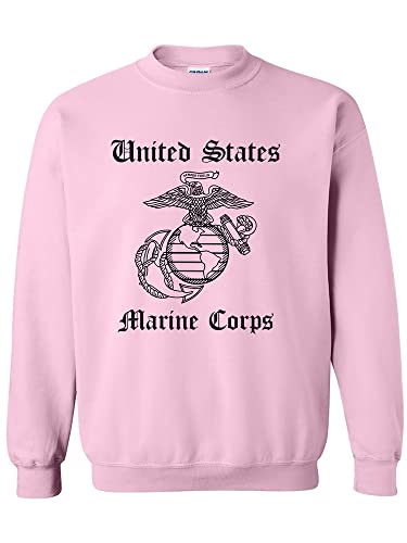 zerogravitee United States Marine Corps Crewneck Sweatshirt in Pink (black text) - XX-Large