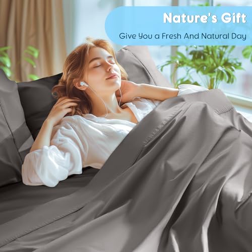 Image of SONORO KATE 1000 Series 100% Egyptian Cotton King Sheet Set,4 Pieces | Soft,Breathable Long Staple,Sateen Weave,Luxury 5-Star Hotel Bed Sheets,16 inch Deep Pocket,Dark Grey