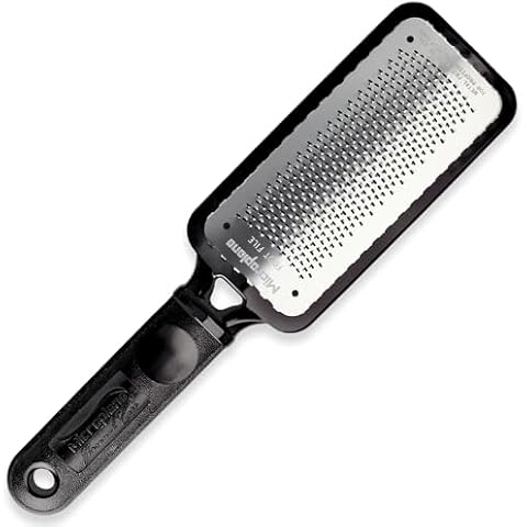 Microplane Colossal Foot File Scraper - The Original Stainless Steel Foot Rasp, Dead Skin/Callus Remover for Feet, Gentle Foot Scrubber, Pedicure Tools for Salon-Quality Foot Care, Black Cover