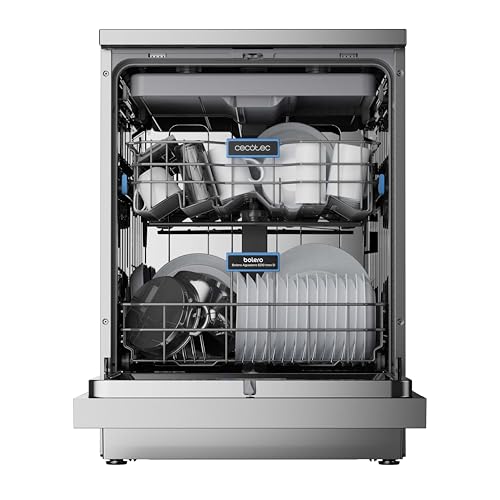 Cecotec Geschirrspüler 60 cm - Freistehend Bolero Aguazero 6210 Inox D. 15 Bestecke, energieeffizient, XXL Fullcolor Display, drittes Fach, 14 Programme, Dual Zone Wash, verstellbares Fach, Edelstahl