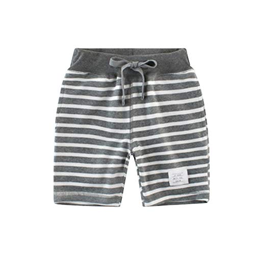 Azalquat Baby Boys Summer Knit Shorts With Pocket, 2 Pack Toddler Pull-On Soft Active Shorts (Striped Dark Grey/Blue, 2T) #TOP1