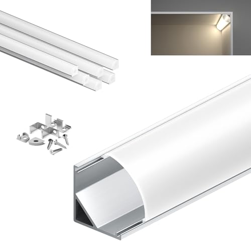 KOSOOM Perfil Aluminio Tiras LED 1 Metros 6pcs Modelo LL30 Incorporado Diseño Mate con Difusor LED Ancho máximo de la tira 10mm - Dimensiones 15,8 x 15,8mm