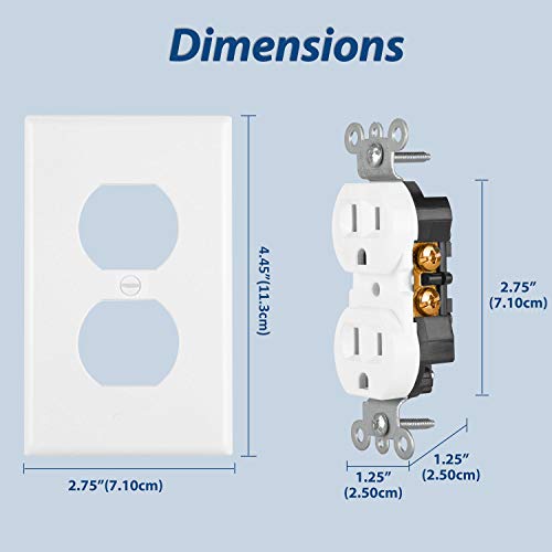 image for 12 Pack - ELECTECK 15A Duplex Receptacle Outlet with Wall Plate, Non-T
