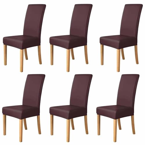 Housse de chaise de salle à manger imperméable en cuir synthétique extensible