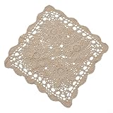 Nappe carrée vintage : fabriquée à partir de dentelle de coton de haute qualité, cette nappe carrée a un style campagnard vintage.