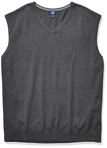 Cutter & Buck Men's Big and Tall B&t Machine Washable Lakemont V-Neck Sweater Vest, Charcoal Heather, 3XB