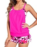 Maillot de bain tankini pour femme : le tankini dispose d'un débardeur doublé avec soutien-gorge intégré et short pour une couverture complète et un contrôle du ventre.