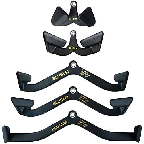 BLUSLM LAT Pull Down Bar for Cable Machine, LAT Pulldown Attachments T-bar V-bar Cable Attachment for Gym, Back Tricep Strength Training Handle (BL23467,5Pcs)