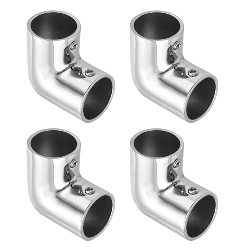 QUARKZMAN 4Pcs Accesorio de Barandilla de Barco, Conector de Tubo de Codo de 2 Vías de Grado Marino en Acero Inoxidable 316 de 2.8mm para Tubos de 1' y Expositores