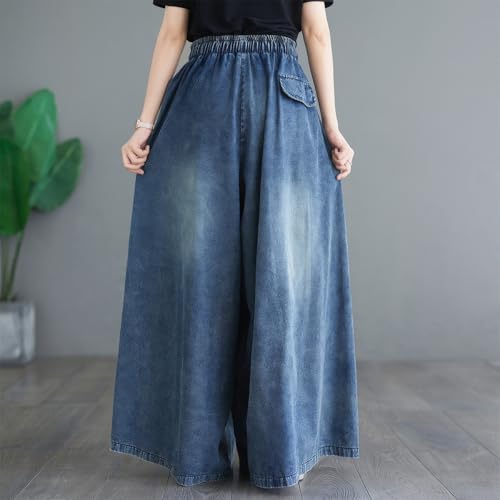 ebossy Womens Wide Leg Denim Pants High Waisted Drawstring Baggy Loose Jeans Casual Palazzo Culottes3