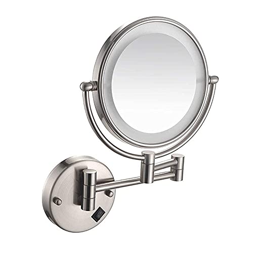 BZBZB Espejo de Afeitar para Baño Espejo de Maquillaje con Carga USB de 8 Pulgadas Montado en la Pared con Luces LED y Espejo de Tocador con Aume