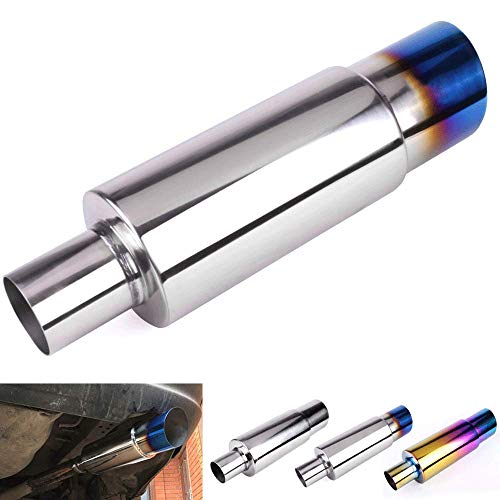 Image of Exhaust Muffler,Universal Stainless Steel Exhaust Burnt Tip,14.8 inches Length,2 inches Inlet 3 inches Outlet,Blue