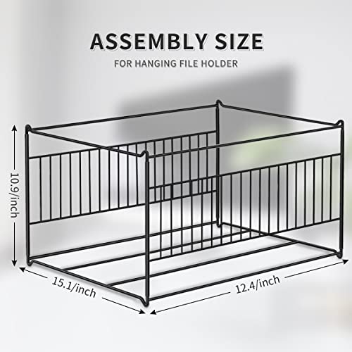 Hanging File Folder Frame Letter/Legal Size, File Cabinet Organizer,Hanging File Folders Holder, Heavy Duty Desk Filing Box Inserts For Office, Home Use,Fast Assembly, Easily Moving (Black) #TOP5