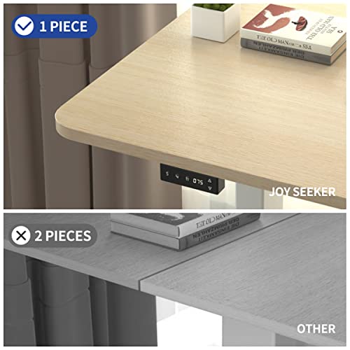 Joy Seeker Electric Standing Desk, Whole Piece 48 X 24 Inches Adjustable Height Desk, Modern Sit Stand Up Desk With Memory Controller, Ergonomic Rising Desk For Home Office Workstation, Light Wood #TOP1