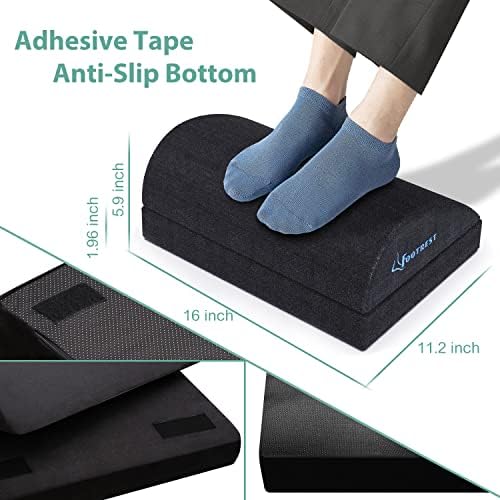 Ergonomic Foot Rest Under Desk, Adjustable Footrest Cushion with 2 Optional Height, Back Leg Knee Feet Support, Non-Slip Foam Footstool Pillow, Removable Washable Cover, for Home, Office, Chair, Car