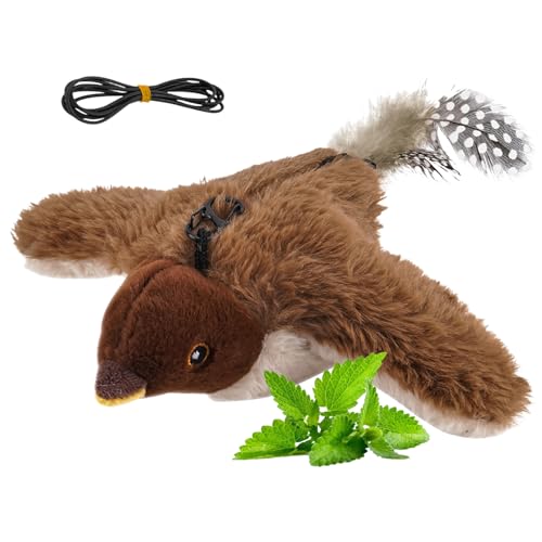 Flapping Bird Cat Toy, Electric Interactive Pet Game, Remote-Controlled Chirping Bird Toy, Teething Exercise Fun for Indoor Outd