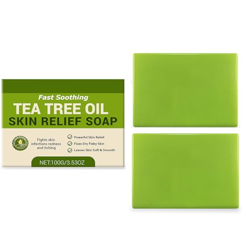 Tea Tree Oil Soap - 2Pcs Natural Plant-Based Foot & Body Soap for Healthy-Looking Skin, Refreshing Deep Cleanse for Daily Use, Gentle Nourishing Formula Suitable for All Skin Types