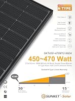 SAKETE Solarpanel 1800W Bifazial (+360W), Solarmodul Doppelglas Full Black, N-Typ Photovoltaik Modul für Balkonkraftwerk, 450W PV Panel 4er – Ansicht 7
