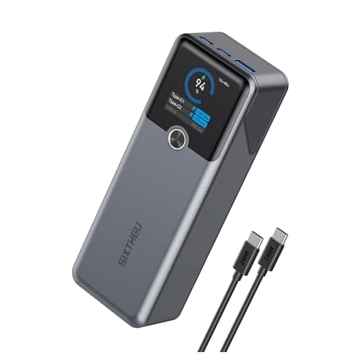 SIXTHGU Laptop Power Bank, 3-Port 20,000mAh Portable Charger with 200W Max Output, PD 3.1 Fast Charging, Flight-Approved for Travel, PowerTower, for MacBook, iPhone 17/16 Series, and More(Grey)