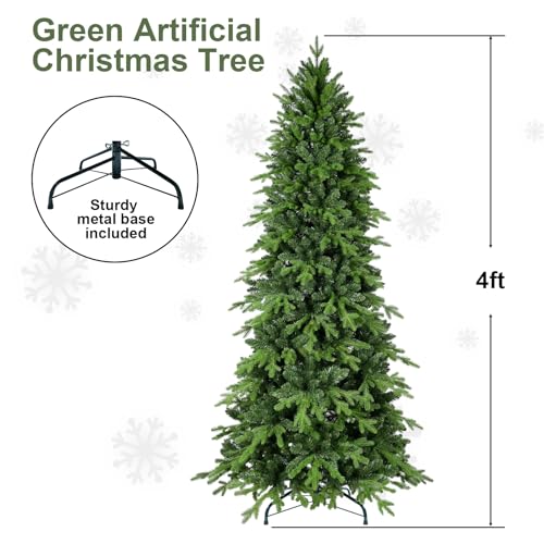 Unlitartificialfullchristmastree4ftwith919pepvctipspremiumholidayxmastreewithmetalhingesfoldablebaseforhomeofficepartygreen  Urban Country Home Decor Unlit artificial full christmas tree 4ft with 919 pe pvc tips premium holiday xmas tree with metal hinges foldable base for home office party green  urban country home decor