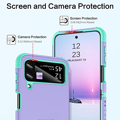 BENTOBEN for Samsung Galaxy Z Flip 3 Case 5G Case, Heavy Duty 2 in 1 Full Body Rugged Shockproof Protection Cover with Ring Women Men Covers for Galaxy Z Flip 3 6.7”, Purple/Mint - Image 6