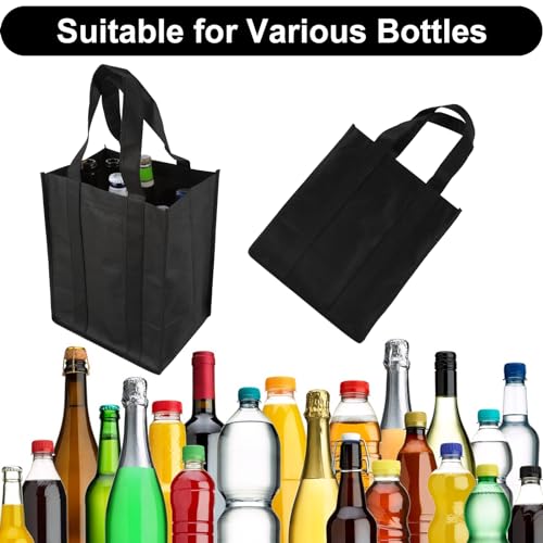 TIESOME 6 Bottle Wine Carrier Tote, Non-Woven Wine Bags Reusable Wine Travel Bag Portable Carrier Wine Bottle Holder Bag Wine Gift Bag with Carry Handle for Travel Camping Picnic Wine Lover - Thumbnail 5