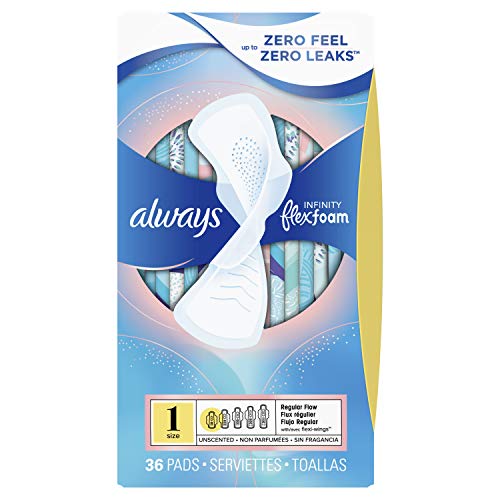Always Infinity Feminine Pads for Women, Size 1, 108 Count, Regular Absorbency,