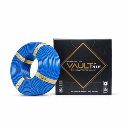 Image of VAULTPlus Blue 0.75 sq mm CCA Copper Wire | 90 Meter Roll | Flexible Single Core Electrical Cable for Home & Industrial Wiring
