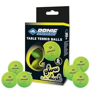 Donic-Schildkröt Tischtennisbälle Glow in the Dark, 6 Bälle für das Spiel bei Dämmerung und Dunkelheit, 608507