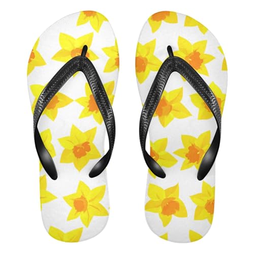 Floral Yellow Flip Flops for Beach Thong Sandals Anti-slip Lightweight Shower Shoes for Indoor Outdoor House